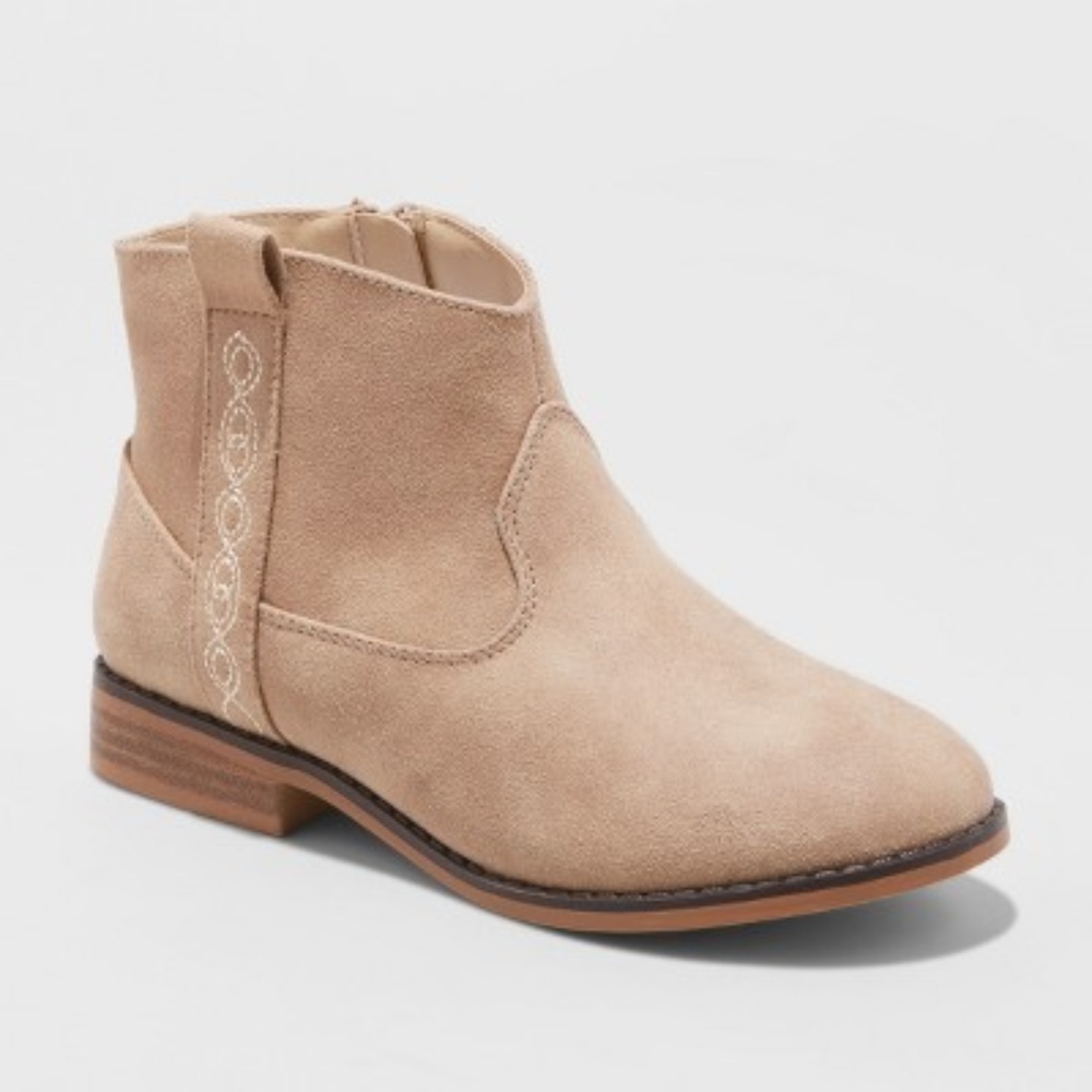Cat & Jack Tan Aura Western Ankle Boots